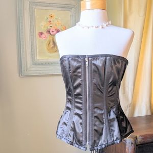 Premium Black Satin Corset L